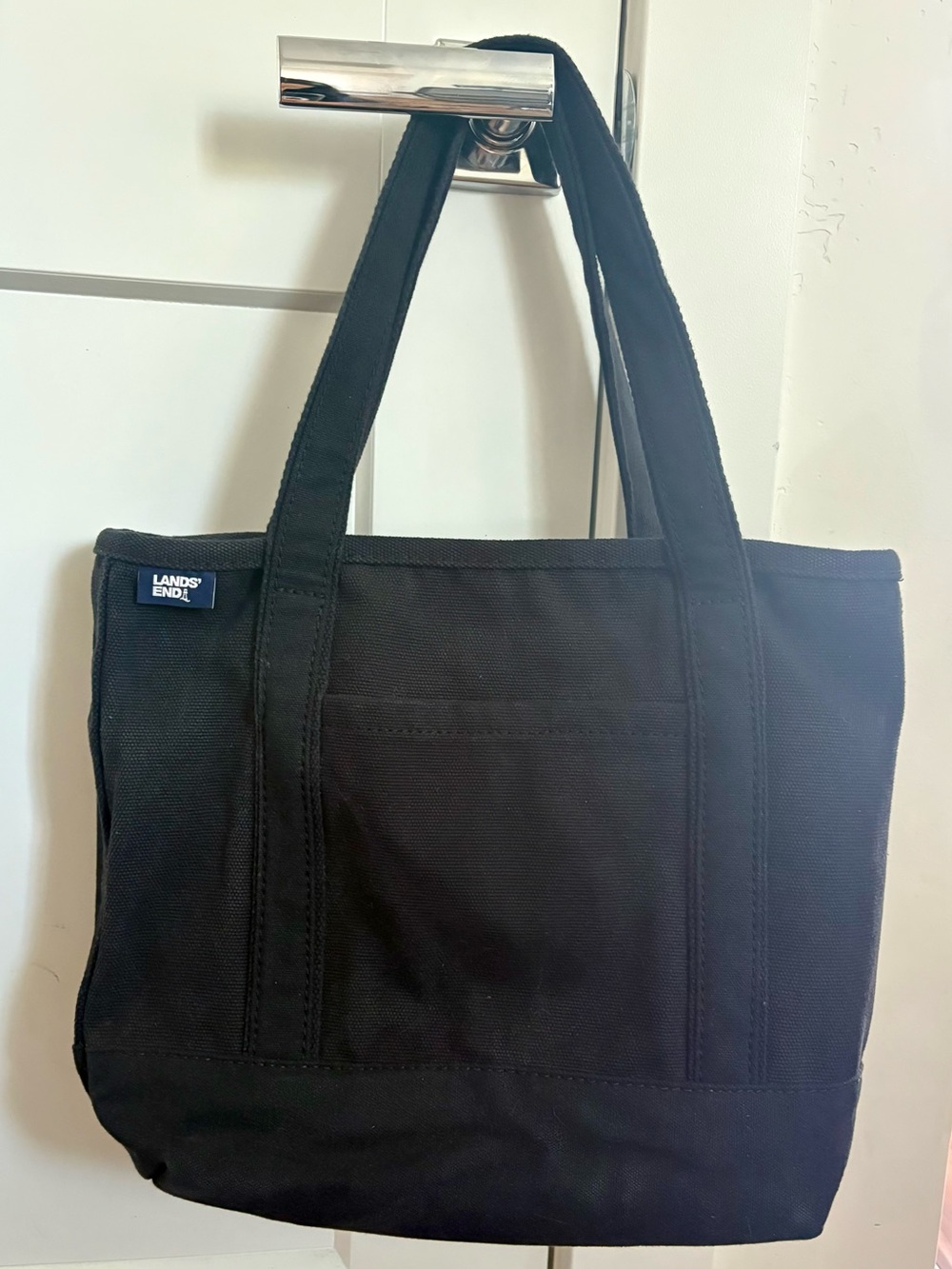 Lands' End Black Open-top Canvas Tote Bag
